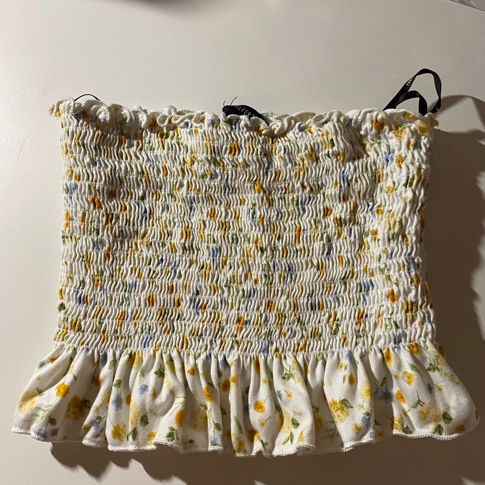 Forever 21 ruffled floral tube top